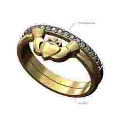 Claddagh heart guard half eternity diamond ring US size 7 3D print model