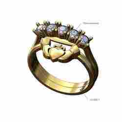 Claddagh heart guard 3mm arc diamond wedding engagement ring US size 7 3D print model