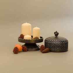 Candle Arrangement Set – 8 Objects (Candles, Pinecones, Orange, Candle Ornament)