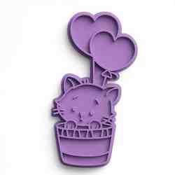 KITTEN COOKIE CUTTER WITH BALLOONS