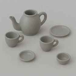 Mini Tea Set STL | 3D Printable Toy Cups, Plates & Teapot | Dollhouse & Kids Play Set