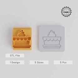 Cake Stamp Tile, Celebration Cookie & Fondant 3D Design, 5 Sizes, Perfect for Clay & Soft Materials