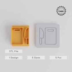 Chopping Board Stamp Tile, Multi-Size Clay & Cookie Motif Set, 5 Pieces, Perfect for Soft Materials