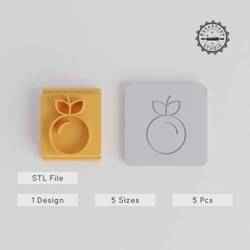 Peach Stamp Tile Set, 5 Sizes, 20-40mm, Perfect for Clay & Cookies, Summer Fruit Motif for Fondant, Festival Celebration