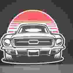 Ford Mustang Old Lightbox Led Lamp