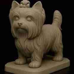 yorkshire dog 3D model with base