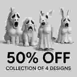 👻 Ghost Animal Collection – Horse, Dog, Rhino & Rabbit STL (50% OFF)