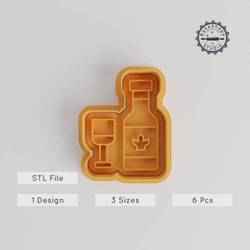 Drink Shape Cutter & Stamp, Cookie & Fondant Tool, 6-Piece Set With S/M/L Sizes, Glass & Hydration Designs
