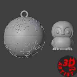 Christmas ball with surprise (Pocket Toy Penguin Inside)
