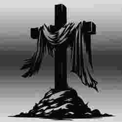 Cross on Mountain Top | Line Art Wall Decor