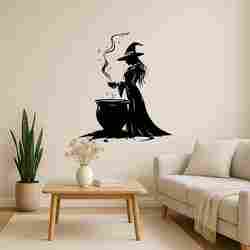 Witch Cauldron Silhouette Halloween - Wall Art Multicolor