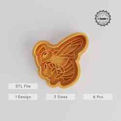 Bee Shape Cutter & Stamp, Perfect for Cookies & Fondant, 6-Piece Set, Includes Small, Medium, Large Sizes, Insect Charm
