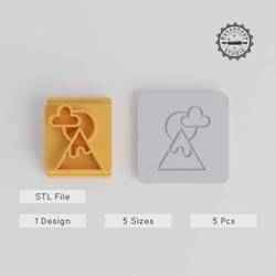 Mountain Stamp Tile Set, 5 Motif Sizes, Perfect for Clay, Cookies & Fondant
