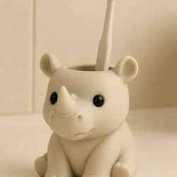 🦏 Rhino Toothbrush Holder – Cute Bathroom Organizer (STL)