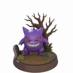 Gengar – 3D Printable Pokémon Figurine with Cemetery Base