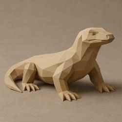 Stylized Komodo Dragon Sculpture STL File – Low-Poly 3D Printable Model