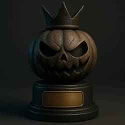 Crowned Pumpkin Trophy STL - Halloween Award Base | Spooky Jack-O'-Lantern 3D Print Statue