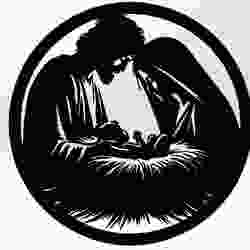 Nativity Scene in Manger | Christmas Line Art