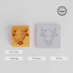Animal Cute Bull Stamp Tile Set, 20-40mm, Perfect for Clay, Cookies, Fondant & Soft Materials