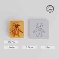 Alien Stamp Tile Set, 5 Sizes, Clay & Cookie Decor, Space Creature Motifs, Halloween Monster Theme