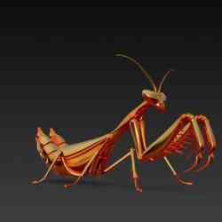 Golden Robotic Mantis – Futuristic Insectoid Model