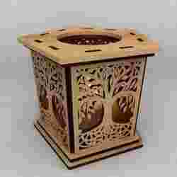 Tree of Life Candle Holder | Laser Cut Lantern SVG DXF File | Wooden Tea Light Holder Template
