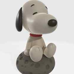 Snoopy Cartoon Baby on Lunar Rock