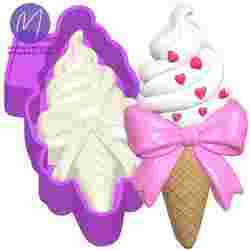 3D ice cream cone with bow Freshie STL Mold Housing