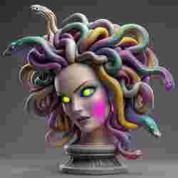 2262 Medusa Gorgon Head 3D Model, magic, dragon, serpent, mask, gnome, gorgon, venetian carnival, wild, fox, monster, cat, fair, witch, werewolf, horror, beast, snake, troll, skeleton dance
