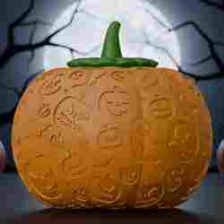 Halloween Cartoon Pumpkin Lithophane Shade STL - Patterned 3D Printable Lamp