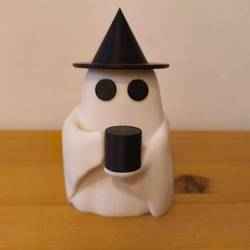 Ghost drinking coffee - halloween