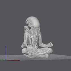 Alien Meditating - STL Figure for 3D Printing