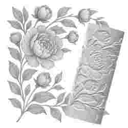 Peony Corner | Debossed Pattern Roller for Clay | Floral Corner Peony 3D Print Design