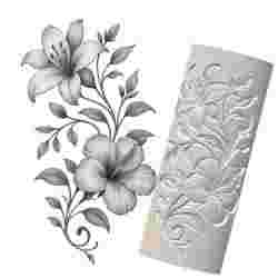 Lily & Hibiscus Duo | Debossed Pattern Roller for Clay | Vertical Floral Design 3D Print