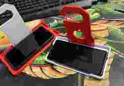 Hanging mobile phone charging stand.
