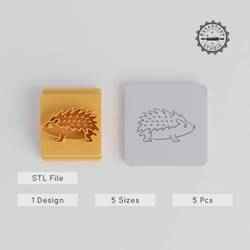 Hedgehog Stamp Tile Set, 5 Sizes, Perfect for Clay & Cookie Designs, Animal Motif, Cute 3D Printing STL Files