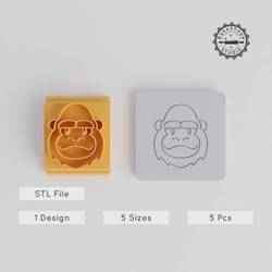 Gorilla Stamp Tile Set, 20-40mm Sizes, Perfect for Clay, Cookies & Fondant, Wild Ape Primates Collection