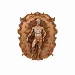 Heroic Male Figure Relief Sculpture: A Dynamic Blend of Classical Artistry and Modern Craftsmanship with an Ornate Frame