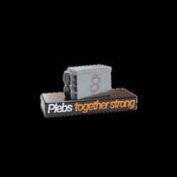Bitcoin statue desktop miner with slogan "Plebs together strong"