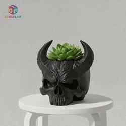 💀 High-Detail Horned Skull Planter – Functional Gothic Decor 😈