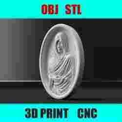 Veiled Woman Oval Relief - Elegant Wall Art | STL OBJ Files for CNC & 3D Printing