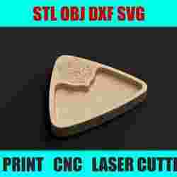 Triangular Wolf Snack Tray - Engraved Serving Dish | STL OBJ DXF SVG Files for CNC, Laser Cutting & 3D Printing
