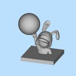 12 scene models of half-body rabbit figurines holding up a ball