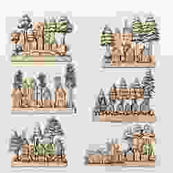 3d  Trees and Houses Miniature House Village STL| miniature CNC art, Italian Houses, French Houses, scenery| Digital Download | 3D STL model
