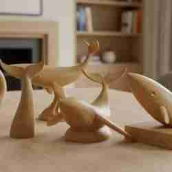 Elegant Wooden Whale Statue | Minimalist Ocean-Themed Home Decor 3D Printed Model