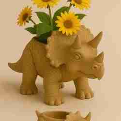 Triceratops Dinosaur Planter Set – Mom & Baby (2 STL Files)
