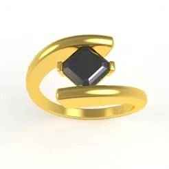 00012 Asscher Stone Bypass Ring