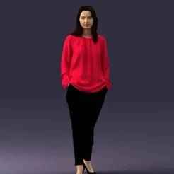 000256 Woman in Red Blouse and Black Pants 0228