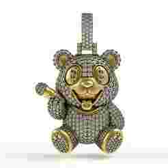 00026 Cute Panda Hip Hop Diamond Pendant