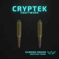 06. 5.45x39mm - Barnaul Factories - Sleek Successor: 5.45x39mm Barnaul Mini Cartridge Earring 3D Print File - Military Ammunition Necklace - Machine Gun Ammo